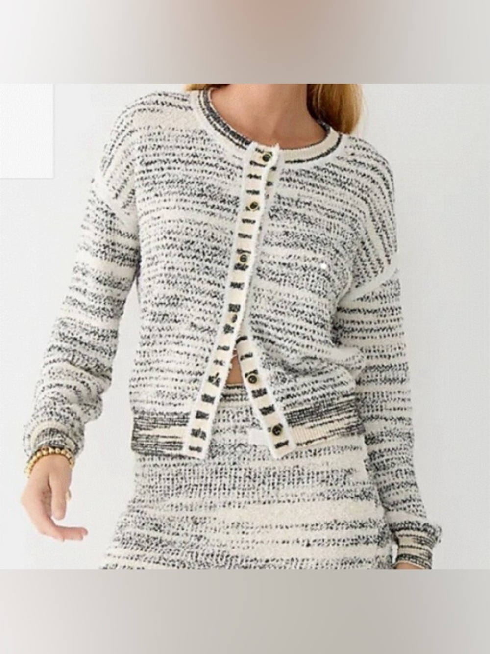 J Crew Spaced Dyed Textured Cardigan Sweater